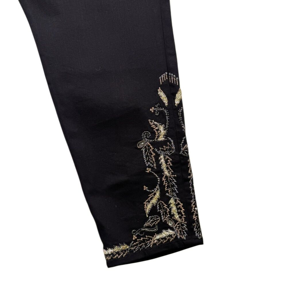 Lauren Ralph Lauren Black Label Womens 20W Black Embellished Beaded Ankle Pants - Picture 10 of 11